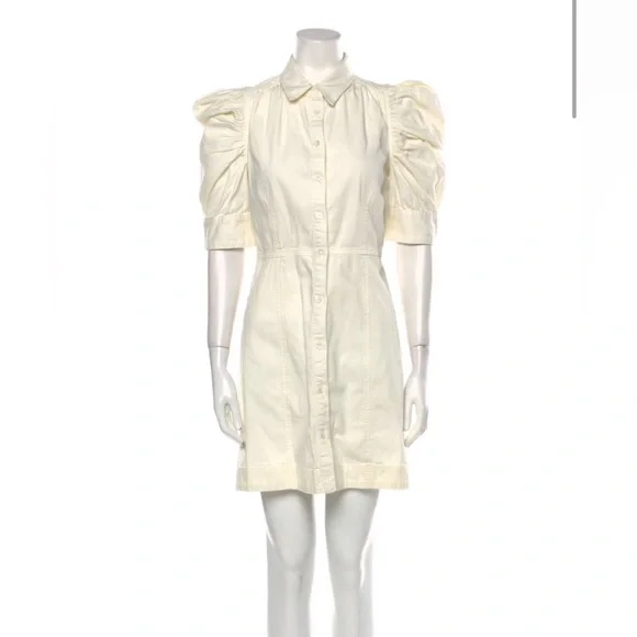 FRAME Gillian Button-Front Puffed Sleeve Mini Dress - Picture 5 of 7